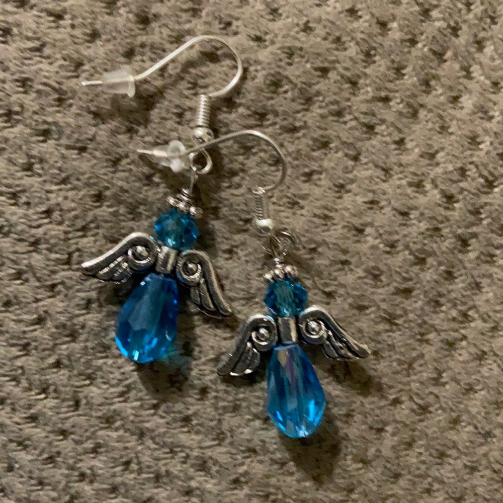 Angel earrings blue